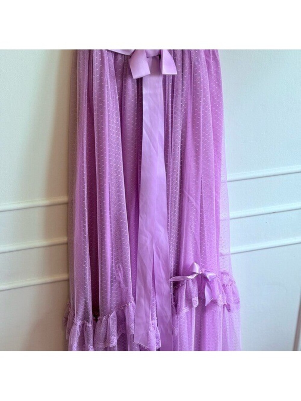 Vintage Lilac Lace Evening Gown | Vintage Prom Dress | French Dress up - Picture 8 of 10